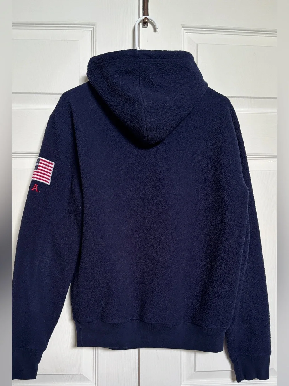 Polo Ralph Lauren Mens M Navy Fleece Hoodie USA Flag Logo Pullover